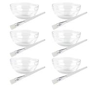 Abaodam Set de 12 Piezas para Mascarilla Facial Cuenco Transparente de 7,2 Cm y Cepillo para Mascarilla de Barro, Herramienta para Mezclar y Aplicar, Compacto y Portátil para Uso en Casa