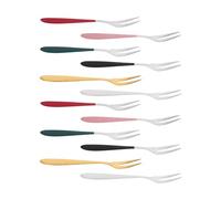 Abaodam Set de 12 Tenedores de Acero Inoxidable para Comida y Postres, Acabado Multicolor, Perfectos para Reuniones Sociales, Bares y Uso en Casa