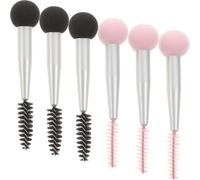Abaodam Set de 6 Brochas de Maquillaje de Esponja Doble Cabezal Cepillo para Cejas y Aplicador para Pestañas, Material Nylon y Tubo de Aluminio, Uso Profesional