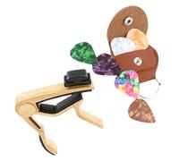 Abaodam Set De Capo De Guitarra y 6 Púas De Celuloide Porta Púas, Cejilla Ligera De Madera Clara Para Guitarra Acústica y Eléctrica, Accesorios Musicales Profesionales Para Músicos y Estudiantes