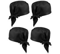 Abaodam Sombrero de Cocinero Clásico Negro 4 Piezas, Gorro Flexible de Cocina para Restaurante y Barbacoa, Gorra de Uniforme Unisex para Cocineros y Personal de Servicio