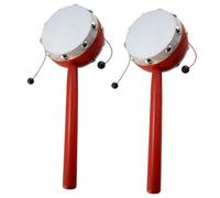 Abaodam Sonajero de Mano Tradicional 2 Unidades Instrumento Doble Cara 7 CM Piel de Oveja Pintada Blanca Juguete Musical para Bebés Campana de Mano Instrumento para Estimular Audición