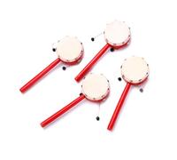 Abaodam Sonajeros Juguete Educativo Tradicionales Chinos de Madera y Piel de Oveja Rojo 2 Piezas que Estimula la Coordinación Audición para Bebés y Niños