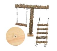 Abaodam Soporte De Madera para Loros con Escaleras De Trepa, Plataforma Multiusos De Madera Natural, Tamaño Mediano, para Jaulas y Entretenimiento Diario De Pájaros como Periquitos y Agapornis