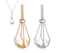 Abaodam Soporte para Collar Jaula de Cristal Color Plata y Dorado, Accesorio Metálico para Collares Diy, Colgante Hueco Creativo para Mujer, Versátil para Joyería, Paquete de 2 Unidades