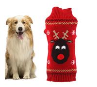 Abaodam Suéter Tejido de Fibras Acrílicas Diseño de Ciervo de Navidad en Color Rojo sin Botones ni Cremallera para Perros Pequeños Adecuado para Fiestas Navideñas de Invierno