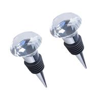 Abaodam Tapón de Vino de Cristal Diseño de Diamante, Sellador Metálico Silicona Anti-óxido, Transparente 40 Mm, Pack 2 Unidades, Adecuado para Fiestas, Bodas y Conservación de Vino Tinto