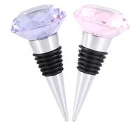 Abaodam Tapones para Botellas de Vino de Acero Inoxidable y Acrílico, Diseño Cristal Elegante, Reutilizables y Estables para Fiestas y Bares, Pack de 2 Unidades