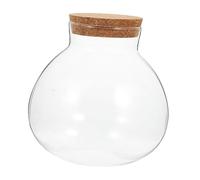 Abaodam Tarro Redondo de con Tapa de Corcho Hermética Botella Ecológica Transparente para Plantas DIY Decoración Interior y Almacenamiento Versátil