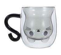 Abaodam Taza de Gato Capacidad 250-300ml de Vidrio Doble Aislamiento y Asa Cómoda Diseño Adorable para Fanáticos de Gatos y Decoración Hogar