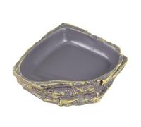 Abaodam Tazón De Comida De Roca para Reptiles Anfibios y Tortugas Oscuro Cuenco para Comida De Reptiles Plato para Bebedero