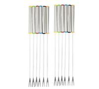 Abaodam Tenedores de Fondue de Acero Inoxidable de 24 Cm, Set de 12 Piezas Mango Largo, Ideales para Queso y Picnic, Utensilios Resistentes para Fondue y Frutas Color Color Aleatorio