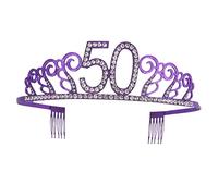 Abaodam Tiara De La Reina Del Baile Number Tiara Para Mujer Decoraciones De 50 Cumpleaños Tiara Morada Para Mujer Cumpleaños De La Princesa Tiara Princesa Novia Sombrero Cristal Púrpura