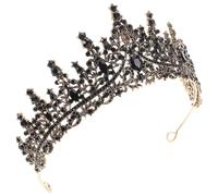 Abaodam Tiaras de Boda Vintage Barroca Negra Gemas de Imitación Tiara Nupcial para Mujer Diadema Pedrería Tocado Elegante para Bodas Cumpleaños y Eventos Obsequios