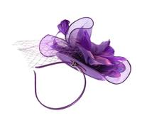 Abaodam Tocado Fascinador Desmontable Flores y Plumas Morado para Mujer Diadema y Pinza Versátil Accesorio para Fiesta de Té Banquete Boda y Eventos Obsequios