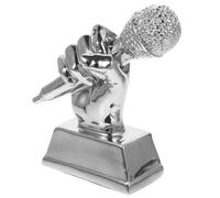 Abaodam Trofeo Micrófono Musical Plateado para Concurso Escolar y Comunitario Premio Artesanal Infantil para Participación Competencias de Canto Souvenir Único para Eventos Escolares