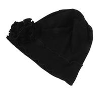 Abaodam Turbante de Mujer para Quimioterapia Gran Flor Decorativa, Gorro Suave Negro de Algodón Transpirable, Talla Única Ajustable, Pañuelo Oncológico Cómodo para Pérdida de Cabello