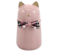 Abaodam Urna Pequeña para Cenizas de Mascotas con Forma de Gato, Cerámica Rosa con Orejas Doradas y Lazo Decorativo, Urna Decorativa Portátil para Memorial y Recuerdo de Color Aleatorio