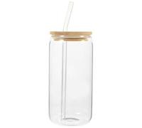 Abaodam Vidrio Transparente de 500ml con Tapa y Pajita de Goma, Resistente al Calor y Fácil de Lavar, Adecuado para Cocinas y Bares