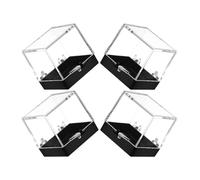 Abaodam Vitrina de Muestras Minerales Metacrilato Transparente 4 Cajas Fondo Negro Adecuado para Coleccionistas y Exposición