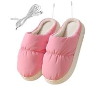 Abaodam Zapatillas Eléctricas USB Calefacción para Pies Pantuflas de Plumón Rosa Tamaño Único Calentadores Reutilizables Ideales para Invierno Casa Oficina y Residencia