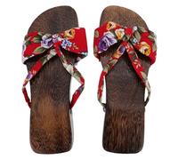 Abaodam Zuecos De Madera Para Mujer Sandalias De Moda Tipo Zueco Chanclas Antideslizantes De Interior Para Verano y Playa Rojo Talla