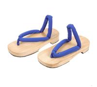 Abaodam Zuecos Japoneses de Madera y Tela para Mujer Sandalias Tipo Zueco Suela de Goma Azul Talla 37 Adecuado para Pies 35-36 Pantuflas Transpirables y Cómodas para Interior y
