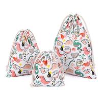 abaría 3 Unidad Bolsas Algodón con Cuerda, Bolsa Organizadora Viaje, Pequeña Bolsa para Bebé Ropa Juguete Pañale, Dinosaurio