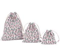 Abaría - 3 unidades bolsa de algodón con cuerdas - Pequeña saco bolsas - Bolsa inserto organizador para bebé ropa juguete pañales - Bolsa de regalo - 25x 30 cm, 19 x 23 cm, 14 X 16