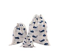 Abaría - 3 unidades bolsa de algodón con cuerdas - Pequeña saco bolsas - Bolsa inserto organizador para bebé ropa juguete pañales - Bolsa de regalo - 25x 30 cm, 19 x 23 cm, 14 X 16