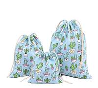 Abaría - 3 unidades bolsa de algodón con cuerdas - Pequeña saco bolsas - Bolsa inserto organizador para bebé ropa juguete pañales - Bolsa de regalo - 25x 30 cm, 19 x 23 cm, 14 X 16