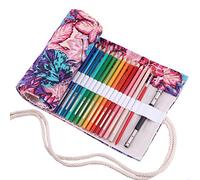 abaría - Bolso para lápices, Estuche Enrollable para 48 lapices Colores, portalápices de Lona, Bolsa Organizador lápices para Infantil Adulto, Hojas 48 Agujeros