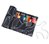 abaría - Estuche Enrollable para 36 lápices Colores, portalápices de Lona - Hoja Negro (no Tiene lápices)