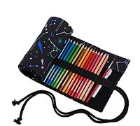 abaría Estuche para 72 Lapices Colores, Plegable Portalápices de Lona, Organizador Lápices Grande, Bolsa Enrollable, artemetro Negro 72 Agujeros