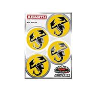 Abarth 4R Quattroerre.it 21510 Pegatina Oficial, 4 Logos Escorpiones Amarillo Diámetro 48 mm, Tabla 94 x 131 mm