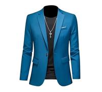 ABARTY Blazer para Hombre Chaqueta Blazer Casual Slim Fit Blazer con Un Botón Chaquetas De Traje Ligeras Abrigo Deportivo Informal Traje De Negocios Formal Blazers Esmoquin De Boda Azul Turquesa S