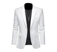 ABARTY Blazer para Hombre Chaqueta Blazer Casual Slim Fit Blazer con Un Botón Chaquetas De Traje Ligeras Abrigo Deportivo Informal Traje De Negocios Formal Blazers Esmoquin De Boda Blanco XS