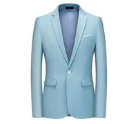 ABARTY Blazer para Hombre Chaqueta Blazer Casual Slim Fit Blazer con Un Botón Chaquetas De Traje Ligeras Abrigo Deportivo Informal Traje De Negocios Formal Blazers Esmoquin De Boda Azul Claro XXL