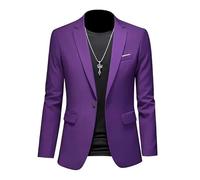 ABARTY Blazer para Hombre Chaqueta Blazer Informal Slim Fit Blazer con Un Botón Chaquetas De Traje Ligeras Abrigo Deportivo Informal Traje De Negocios Formal Blazers Esmoquin De Boda Púrpura XL