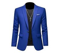 ABARTY Blazer para Hombre Chaqueta Blazer Informal Slim Fit Blazer con Un Botón Chaquetas De Traje Ligeras Abrigo Deportivo Informal Traje De Negocios Formal Blazers Esmoquin De Boda Azul Real XL
