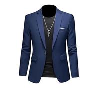 ABARTY Blazer para Hombre Chaqueta Blazer Informal Slim Fit Blazer con Un Botón Chaquetas De Traje Ligeras Abrigo Deportivo Informal Traje De Negocios Formal Blazers Esmoquin De Boda Azul Marino S