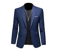 ABARTY Blazer para Hombre Chaqueta Blazer Informal Slim Fit Blazer con Un Botón Chaquetas De Traje Ligeras Abrigo Deportivo Informal Traje De Negocios Formal Blazers Esmoquin De Boda Azul Marino L