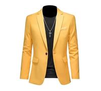 ABARTY Blazer para Hombre Chaqueta Blazer Informal Slim Fit Blazer con Un Botón Chaquetas De Traje Ligeras Abrigo Deportivo Informal Traje De Negocios Formal Blazers Esmoquin De Boda Amarillo M