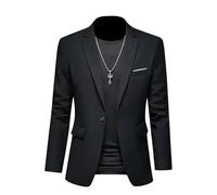 ABARTY Blazer para Hombre Chaqueta Blazer Informal Slim Fit Blazer con Un Botón Chaquetas De Traje Ligeras Abrigo Deportivo Informal Traje De Negocios Formal Blazers Esmoquin De Boda Negro S