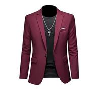ABARTY Blazer para Hombre Chaqueta Blazer Informal Slim Fit Blazer con Un Botón Chaquetas De Traje Ligeras Abrigo Deportivo Informal Traje De Negocios Formal Blazers Esmoquin De Boda Borgoña XXL