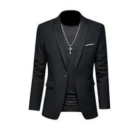 ABARTY Blazer para Hombre Chaqueta Blazer Informal Slim Fit Blazer con Un Botón Chaquetas De Traje Ligeras Abrigo Deportivo Informal Traje De Negocios Formal Blazers Esmoquin De Boda Negro XS
