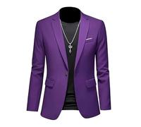 ABARTY Blazer para Hombre Chaqueta Informal Slim Fit Blazer con Un Botón Chaquetas De Traje Ligeras Abrigo Deportivo Informal Traje De Negocios Formal Blazers Esmoquin De Boda Púrpura S