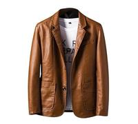 ABARTY Chaqueta De Cuero para Hombre Blazer De Ajuste Regular para Hombre Solapa PU Abrigos De Traje De Cuero Sintético Chaqueta De Motocicleta Chaqueta Informal Elegante Estilo Motero Chaquetas Y