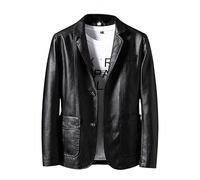ABARTY Chaqueta De Cuero para Hombre Blazer De Corte Regular para Hombre Solapa PU Abrigos De Traje De Cuero Sintético Chaqueta De Motocicleta Chaqueta Casual Elegante Estilo Motero Chaquetas Y Bl