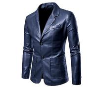 ABARTY Chaqueta De Cuero para Hombre Slim Fit Blazer Negro para Hombre Solapa PU Abrigos De Traje De Cuero Sintético Chaqueta De Motocicleta Chaqueta Casual Elegante Estilo Motero Chaquetas Y Blaz